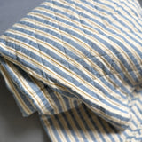 Blue, Brown and White Striped Quilt