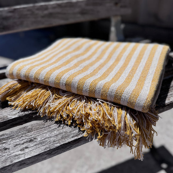 Natural and Mustard Striped Throw