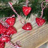 Set of 12 Red Metal Heart Decorations