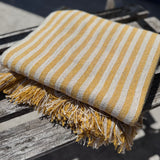 Natural and Mustard Striped Throw