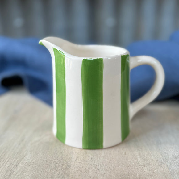 Green Striped Stoneware Jug