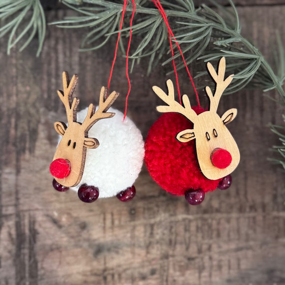 Mini Pompom Reindeer Decorations