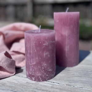 Rustic Pillar Candles in Rose