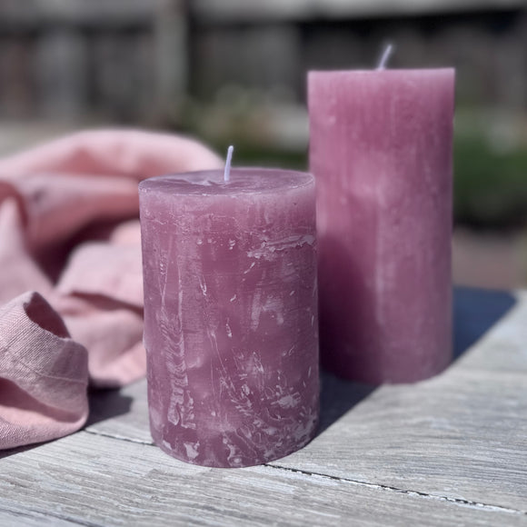 Rustic Pillar Candles in Rose
