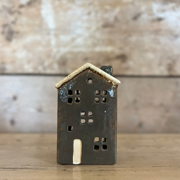 Ceramic House for Tealight in Grey