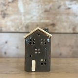 Ceramic House for Tealight in Grey