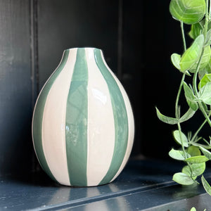 Cabana Stripe Vase in Green