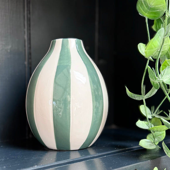 Cabana Stripe Vase in Green