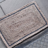 Jute Doormat with Blue Detail