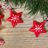Set of 12 Red Metal Star Decorations