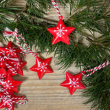 Set of 12 Red Metal Star Decorations