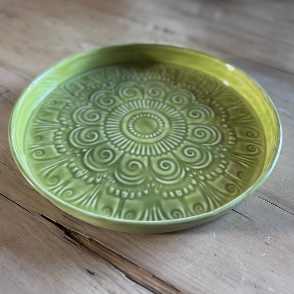 Green Embossed Tray 32cm