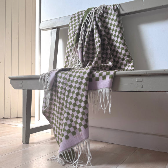 Pink and Green Check Throw