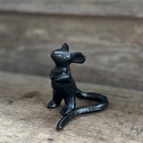Small Iron Mouse cast iron ornament, close-up
