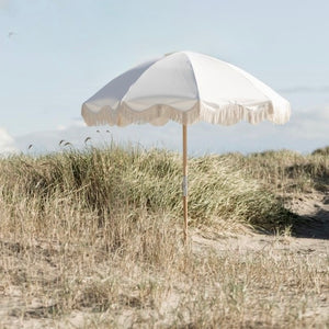 White Fringed Sun Parasol