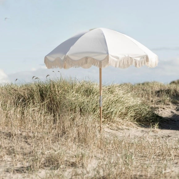 White Fringed Sun Parasol