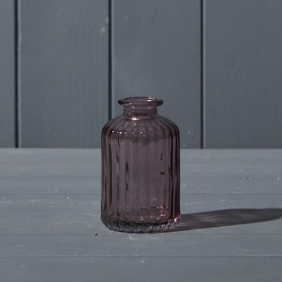 Amythest Ribbed Glass Bottle