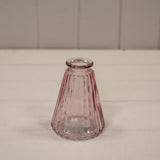 Angled Dusky Pink Ribbed Glass Bottle
