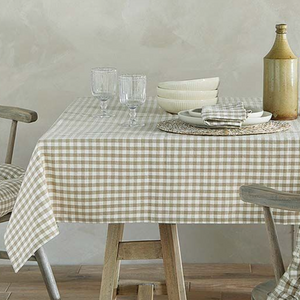 Natural Gingham Tablecloth 203 x 130 cm
