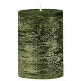 Rustic Pillar Candles in Olive