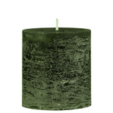 Rustic Pillar Candles in Olive