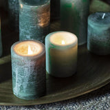 Rustic Pillar Candles in Green