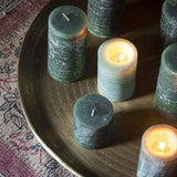 Rustic Pillar Candles in Green
