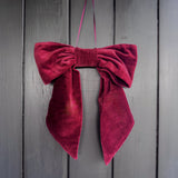 Velvet Door Bow in Berry