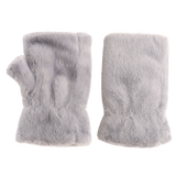 Faux Fur Fingerless Mittens - Grey