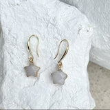 Jade White Star Gold Plated Earrings