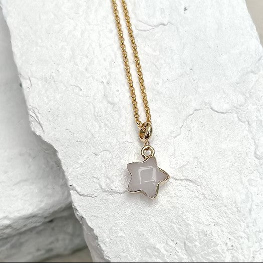 Jade White Star Gold Plated Necklace