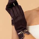 Horsebit Buckle Gloves in Chocolate