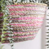 Pink Weave Seagrass Hanging Planter