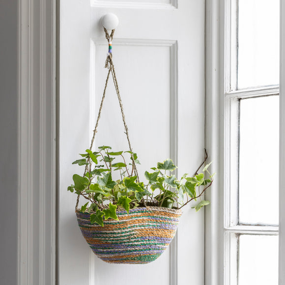 Multicolour Weave Seagrass Hanging Planter