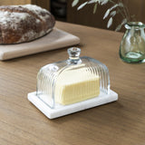 Marble and Glass Butter Dish