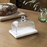 Marble and Glass Butter Dish