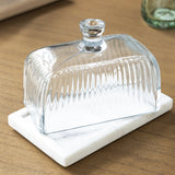 Marble and Glass Butter Dish