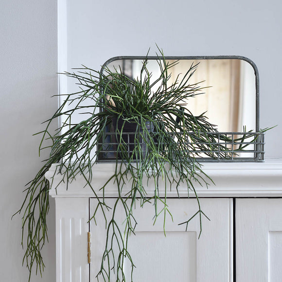 Small Wall Mirror with Wire Shelf