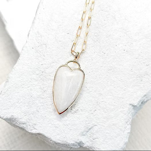 Moonstone Heart Gold Plated Necklace