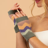 Zigzag Wristwarmers in Forest