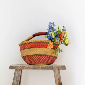 Ghanaian Handwoven Shopper Pink and Orange