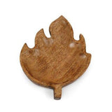Wooden leaf-shaped trinket tray or display object on a white background