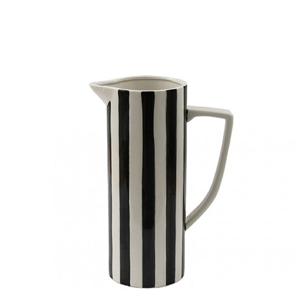 Tall Monochrome Stripe Ceramic Jug