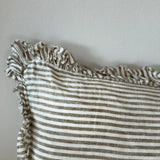 Olive Ticking Stripe Linen Bolster