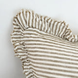 Olive Ticking Stripe Linen Cushion 50x30cm