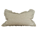Olive Ticking Stripe Linen Cushion 50x30cm
