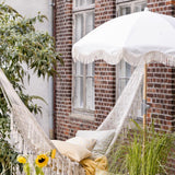 White Fringed Sun Parasol