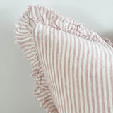 Pink Ticking Stripe Linen Cushion 45x45cm