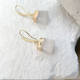 Quartz Cube Gold Plated Earrings