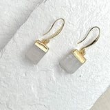 Quartz Cube Gold Plated Earrings